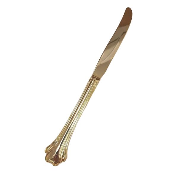 F.B. Rogers Gold Knife Chippendale Gold Electroplate HOLIDAY WEDDING PARTY VNTG - Picture 1 of 11